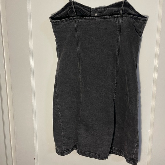 Grunge grey denim button up mini dress - Picture 7 of 8